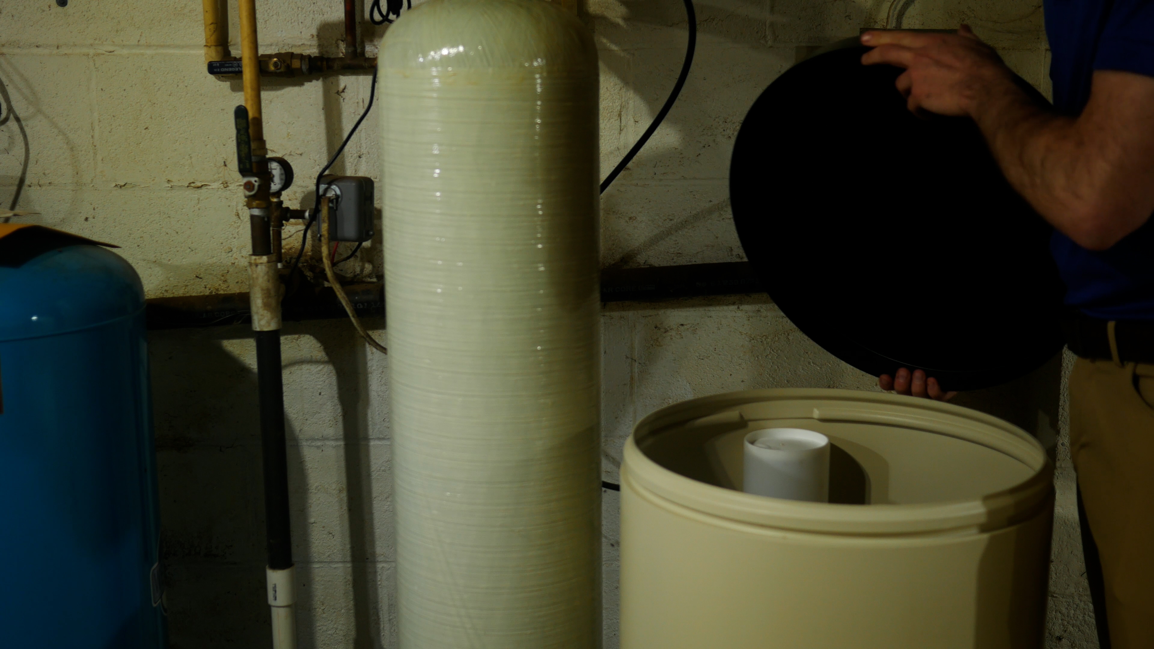 Whole-house water softener with brine tank — recommended treatment for hard water — Edmonton