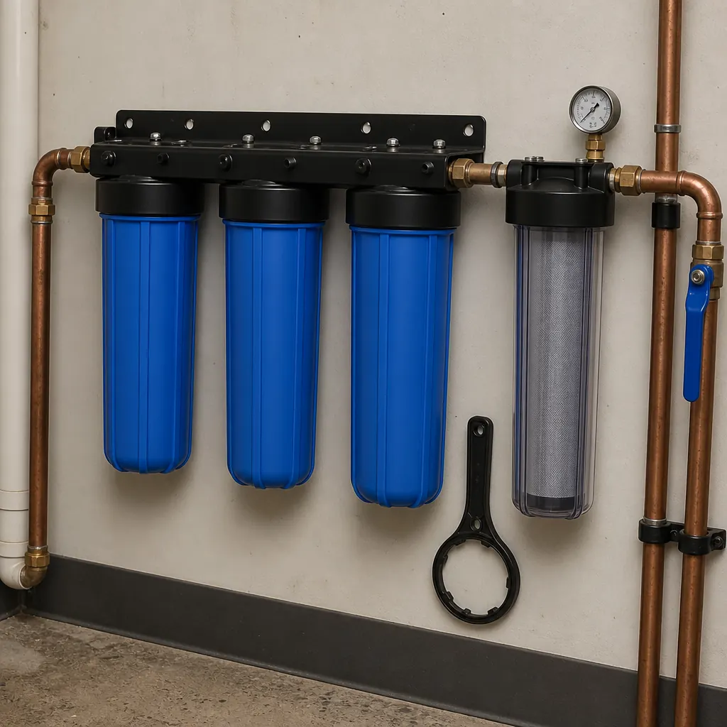 Whole-house multi-stage water filtration system — recommended for Leduc hard water treatment